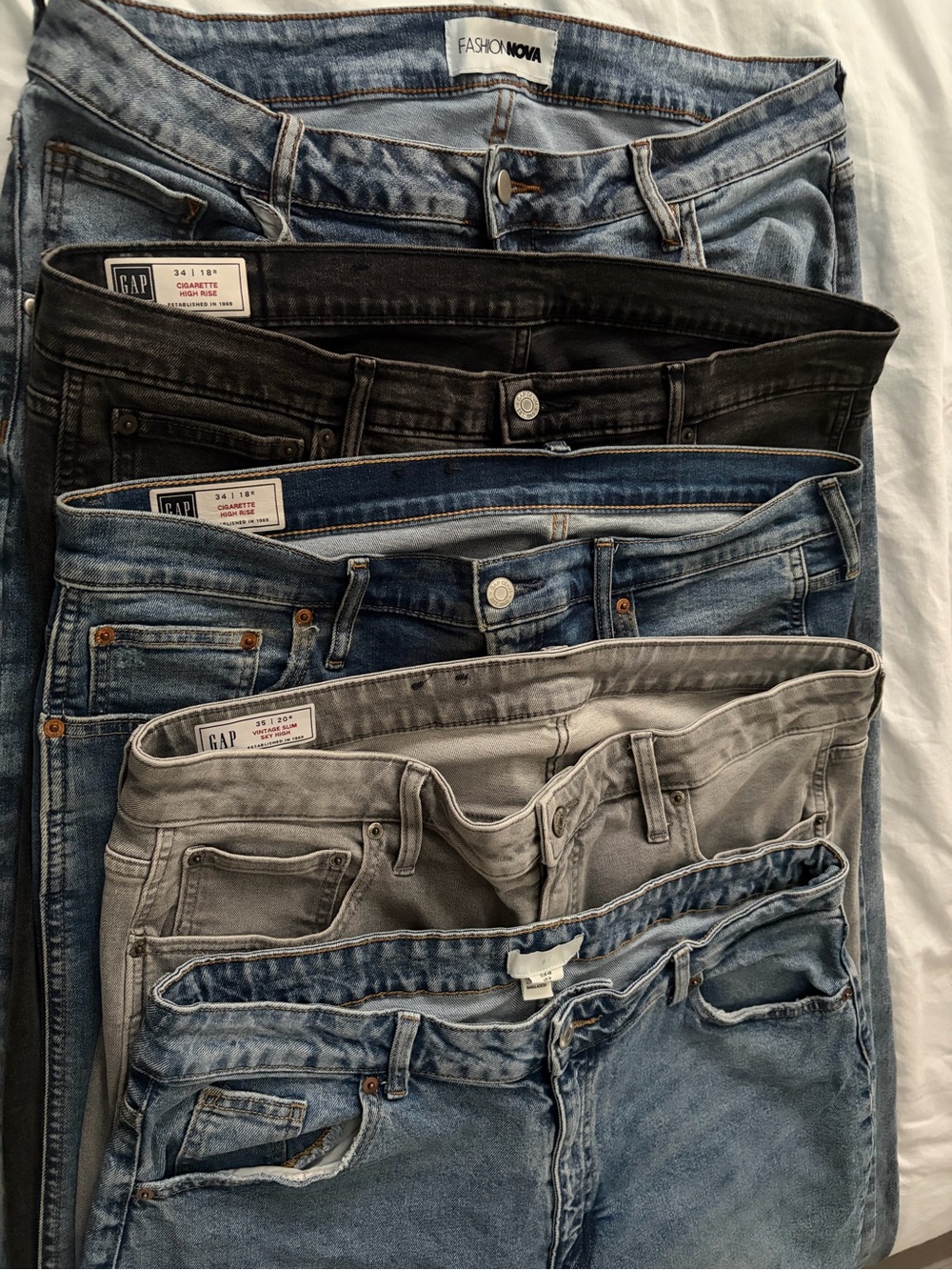 3 Gap, 1 H&M 1 Fashion Nova & Mixed Denim Skinny Jeans - Blue, Black, Gray